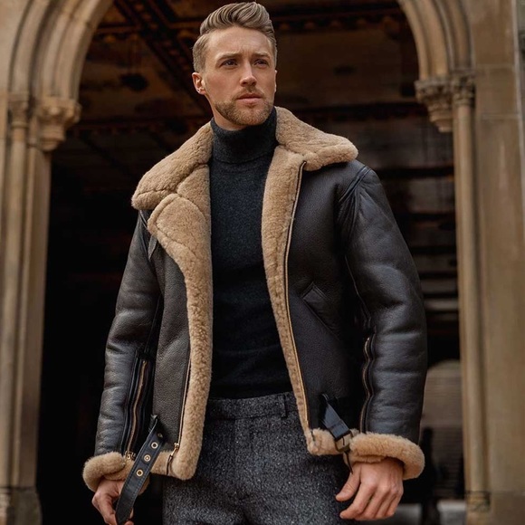 Cockpit USA Mens British R.A.F. Sheepskin Bomber Jacket - Picture 3 of 9